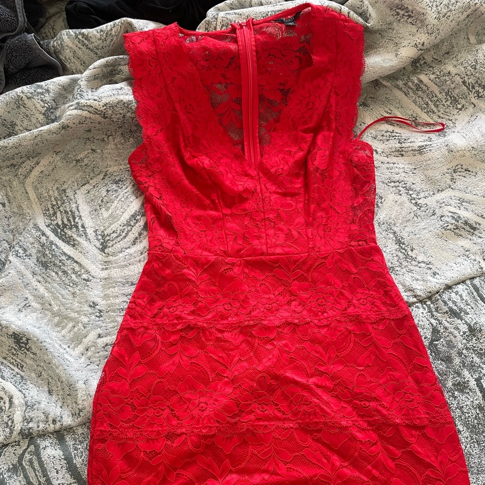 Red low cut dress by Guess